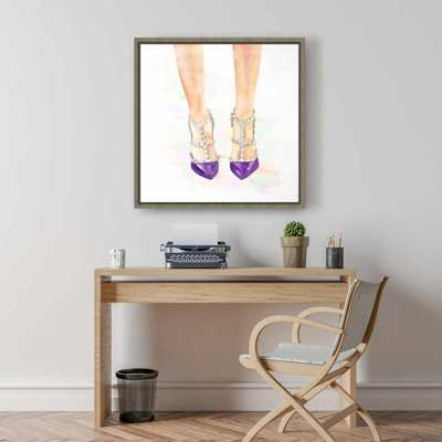 Fashion Shoes Canvas: Purple Studded High Heels Wall Art