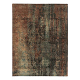Rug & Kilim’S Modern -Inspired Rug In Rust, Black And Green Floral Pattern