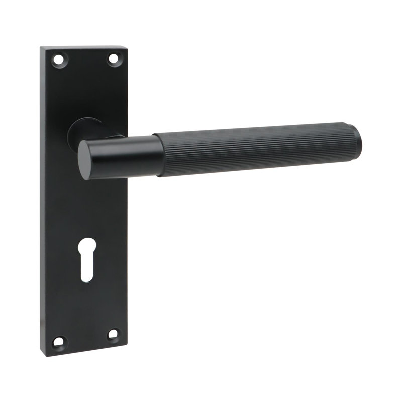 Golden Grace Victorian T-Bar Linear Design Lock Door Handle Set Matt Black Finish with 3 Lever Lock - 150mm
