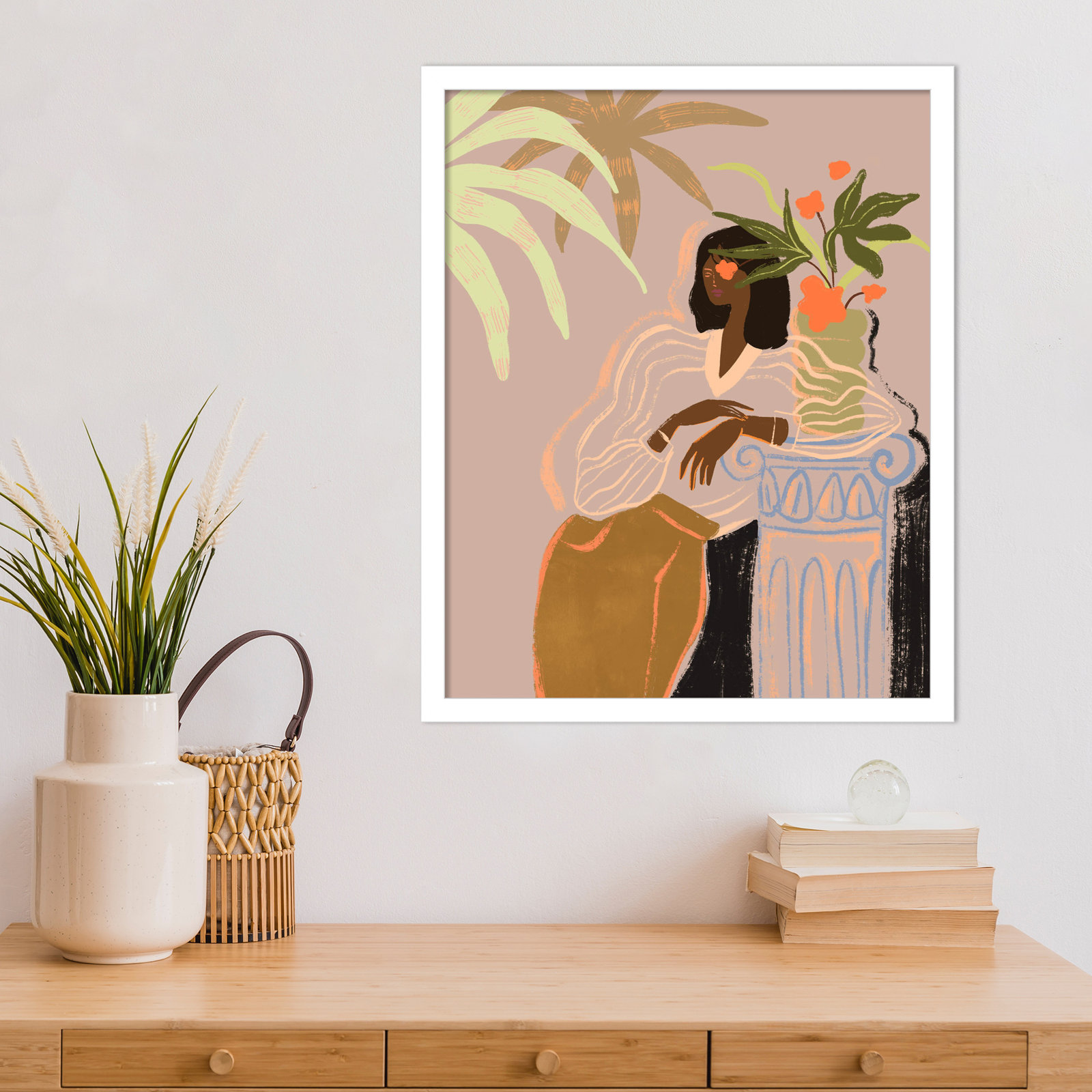 Prudence "Lady in Waiting" Print, White, 21" H x 17" W