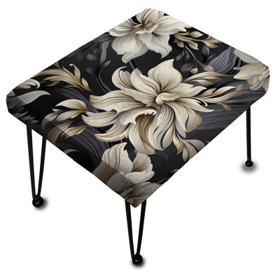 Repose-pieds rectangulaire noir foncé Elegance