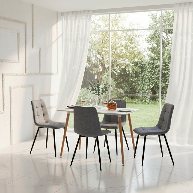 Nero Upholstered Dining Chairs With Metal Legs, Grey