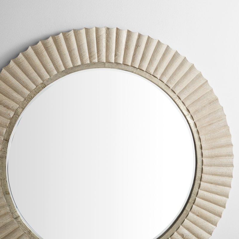 Estriada Round Solid Wood Beveled Mirror