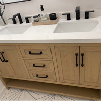 Lark Manor Wellsville 55'' Double Bathroom Vanity with Quartz Top