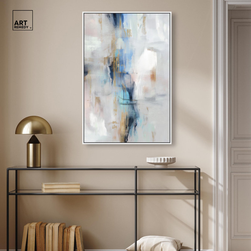 «Ocean Spray II», art abstrait vert par , H 37 po x l 37 po, Cadre flottant blanc