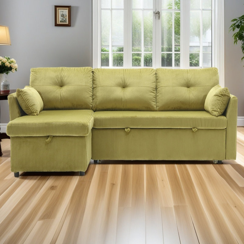 Accoudoirs carrés 81,1 po, Velours côtelé olive