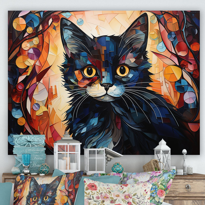 Abstrait Munchkin Marvel Cat Portrait I - décoration murale chat, H 24 po x l 32 po x P 1 po, Toile tendue