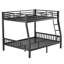 Lit superposé double au-dessus de grand lit double en métal - noir avec motif d'espace et garde-corps noir durable