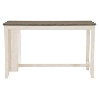 Counter Height Table With Shelves In Gray - Modern Rectangular Wood Dining Piece For Built-In Shelves, Home Use