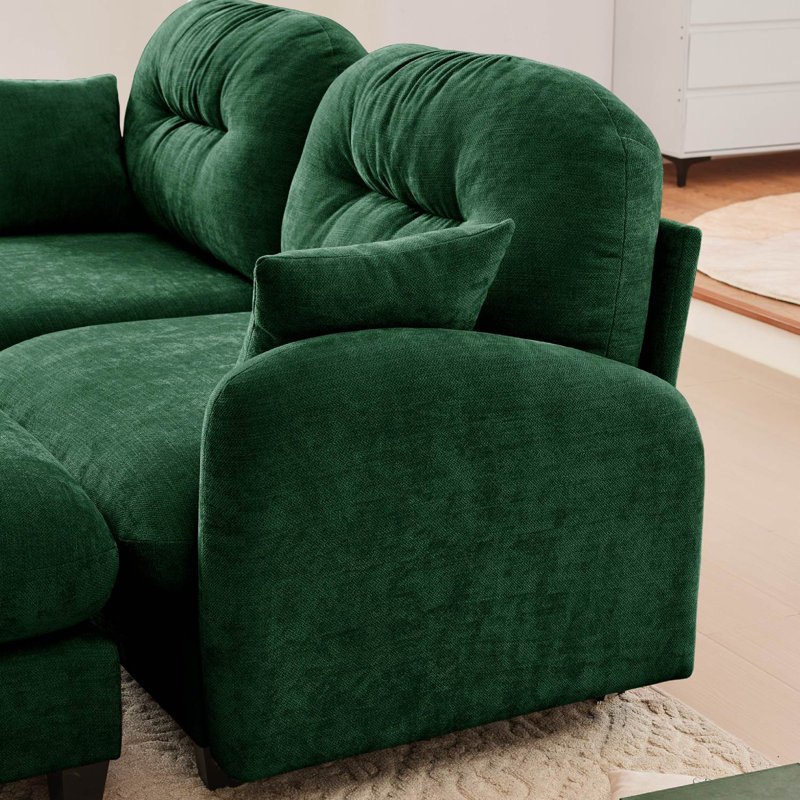 Canapé en chenille 74 "avec repose-pieds Cloud, Vert