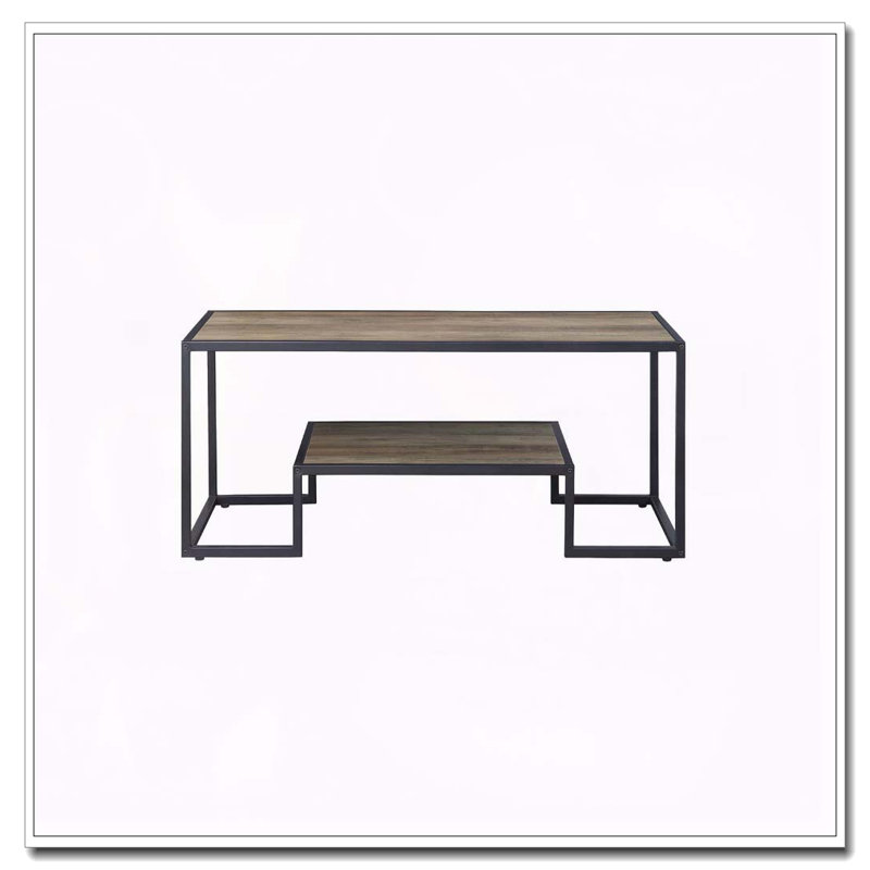 Rustic Oak And Black Coffee Table With Shelf