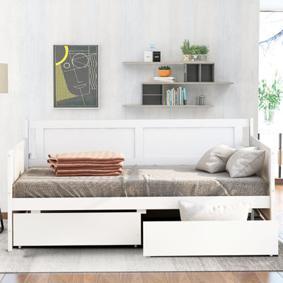Classic Twin Size Wooden Daybed with Two Drawers, Non-Upholstered