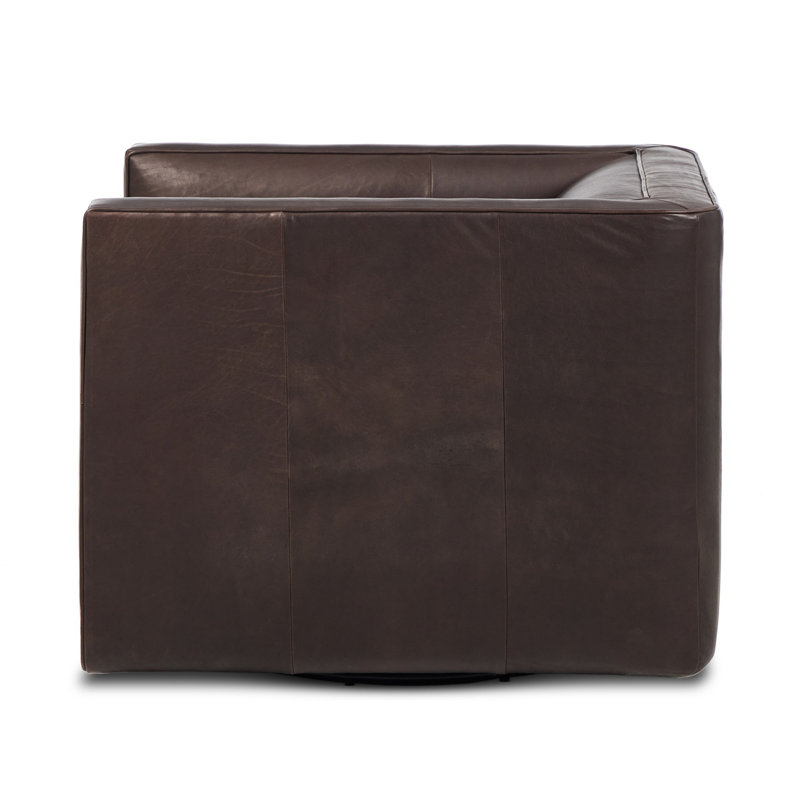 Phillip Swivel Chair-Delta Tweed, Heirloom Cigar Genuine Leather