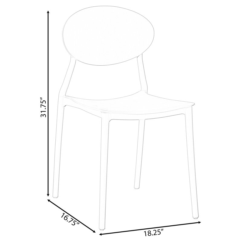 Modern Plastic Outdoor Dining Chair with Open Oval Back Design, Blue
