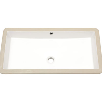 28"X14" White Ceramic Undermount Bathroom Sink With Overflow - Modern, Sleek, Stain For Bathroom, Office Building, Rectangular White, Overflow, Home, Office,