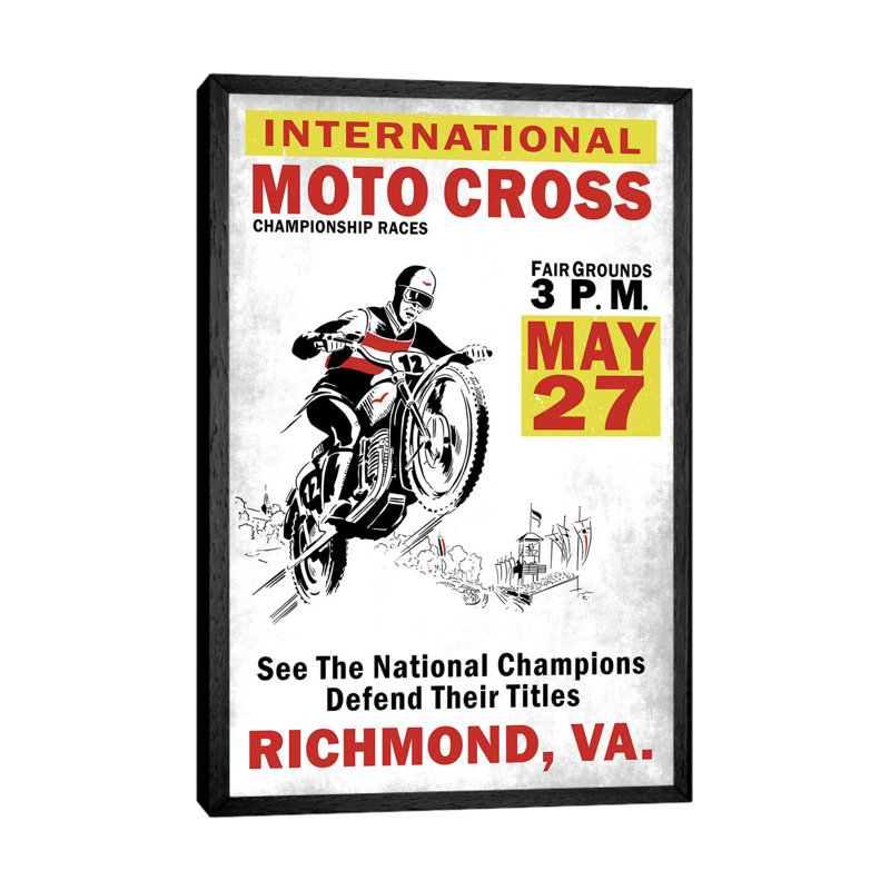 Motocross Richmond VA by Mark Rogan - Print on Canvas, Black Framed, 152.4cm H x 101.6cm W x 3.81cm D