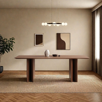 Mid-Century French Rustic Solid Wood Dining Table
