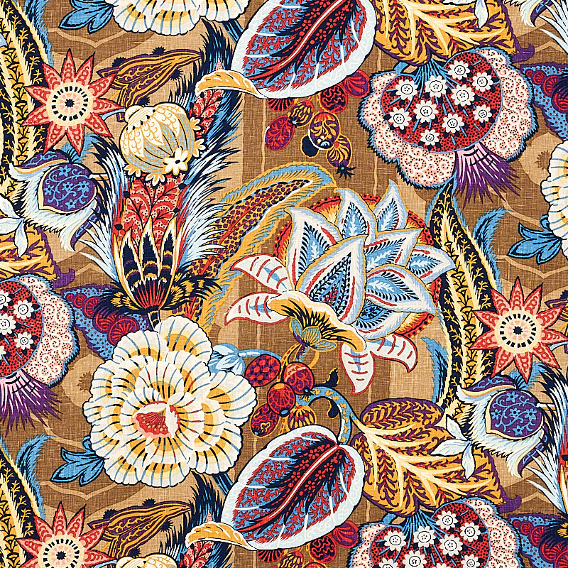 Zanzibar Linen Print Fabric, Cerulean
