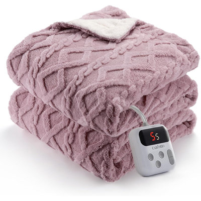 Heated Throw Blanket, 50"x60" Sherpa Electric Blanket with 10 Heat Levels & 10 Timer Settings, ETL Certified, Machine Washable, Fast Heating, Off White