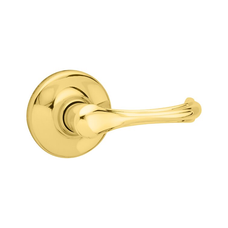 Kwikset Polished Brass Dorian Passage Lever Set