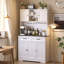 Garde-manger de 71 po de hauteur avec bar à café, prise de courant intégrée, bande lumineuse à DEL, support à vin, 5 portes et tablettes réglables-915890041