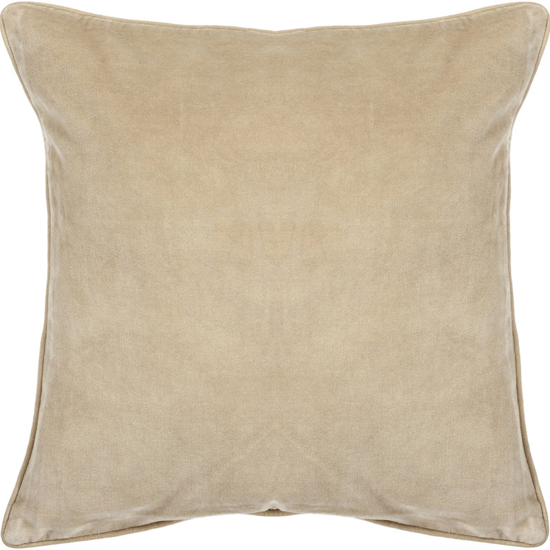 Velvet Throw Pillow Accent Pillow Authentic Handmade Square Polyester Fill Tan Solid Removable Cover With Tan Cotton Back