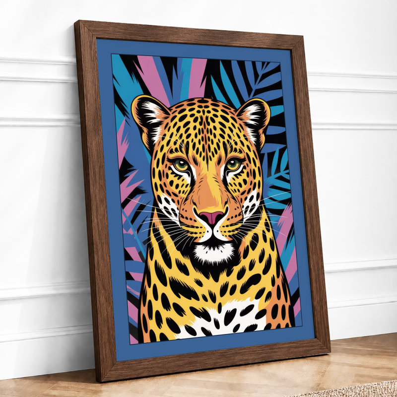 Bold Leopard Pop Art - Framed Print, Walnut, A1 - 84.1 x 59.4 cm