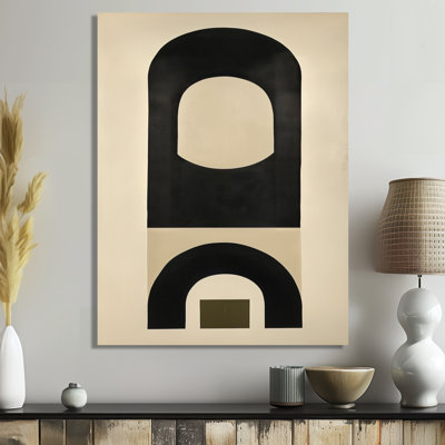Quiet Arches I - Black and Beige Geometric Abstract Wall Art Decor