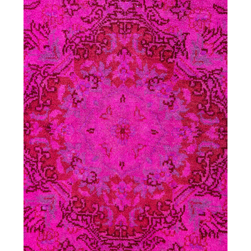 Overdyed Hand-Knotted Wool Modern-Contemporary Pink Runner 2' 8" x 8' 5"