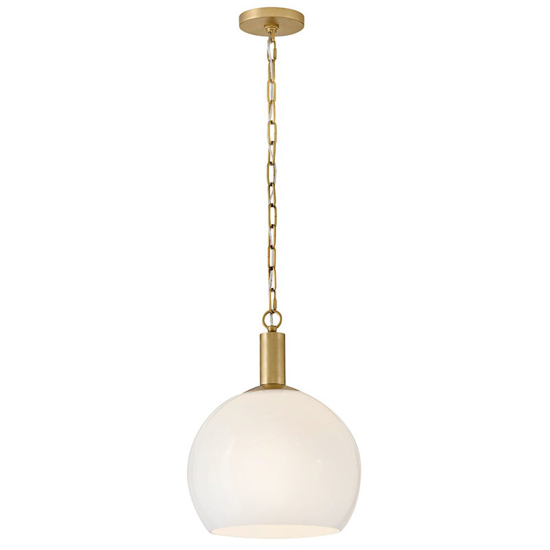 Luminaire suspendu dôme moyen avec verre opale, Bronze