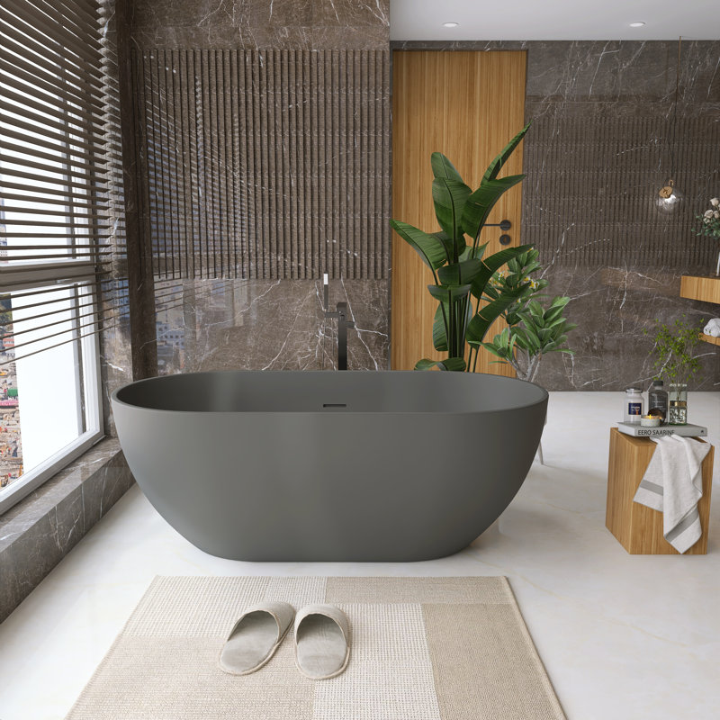59 po X 30 po Baignoire de trempage autoportante en résine Stone Stone