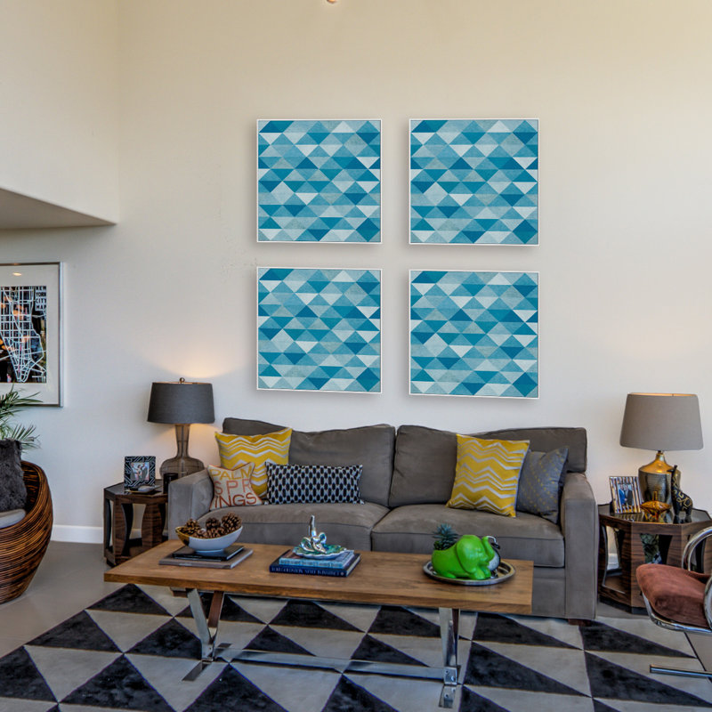 Dark Rings 4-Piece Framed Canvas, 24" H x 24" W