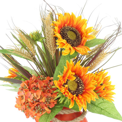 Fall Centerpiece with Sunflowers and Hydrangeas