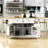 48 inch Kitchen Island with Drop Leaf,Power Outlet,Internal Storage Rack,Rolling Kitchen Storage Cart on 5 Wheels with 5 Open Side Racks,for Kitchen(Not Include Stools)-128970304