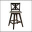 Ensemble de 2 chaises à hauteur de comptoir pivotantes à 360 degrés avec dossier en X et bois d'hévéa massif pour la cuisine et la salle à manger-2079609108