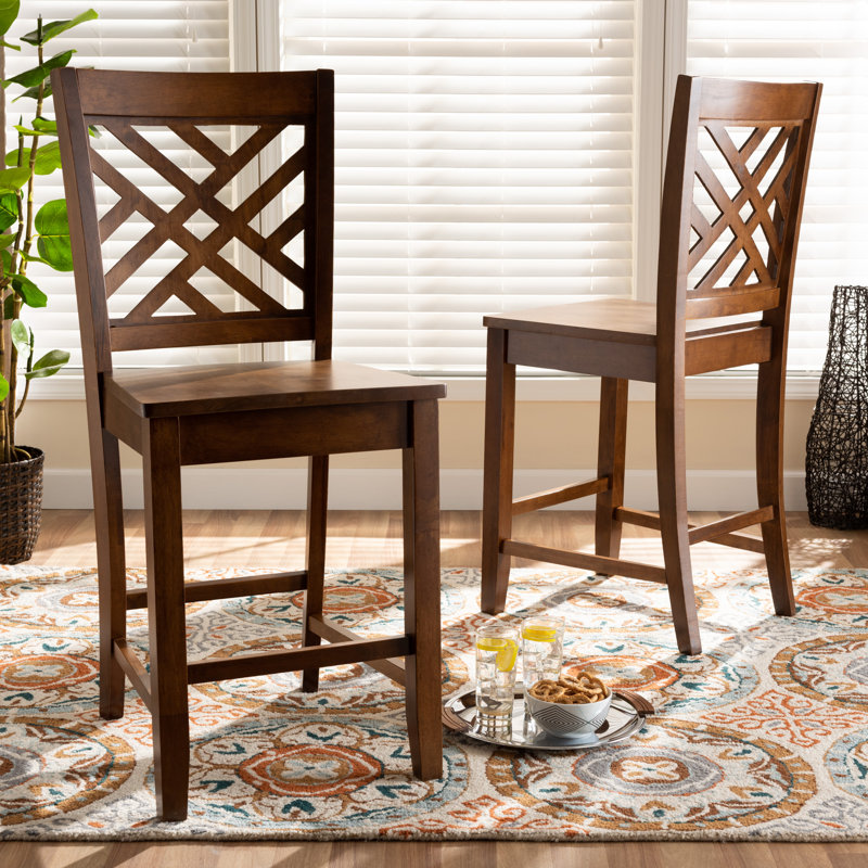 Solid Wood Counter Stool, Walnut Brown