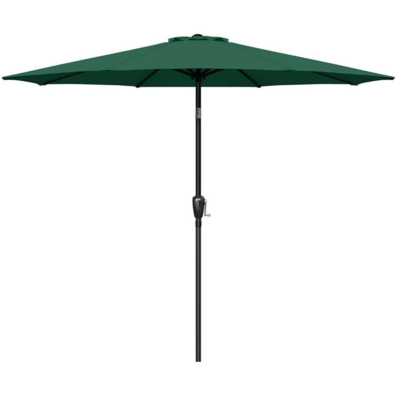 Parasol de table de marché extérieur avec bouton inclinable, manivelle et 8 nervures robustes pour le jardin, la terrasse, la pelouse, la cour et la piscine