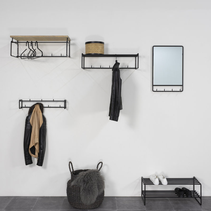 5 - Hook Wall Mounted Coat Rack, Black