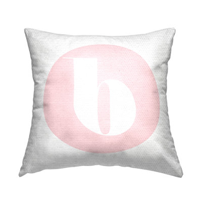 Pink Circle Letter Outdoor Throw Pillow