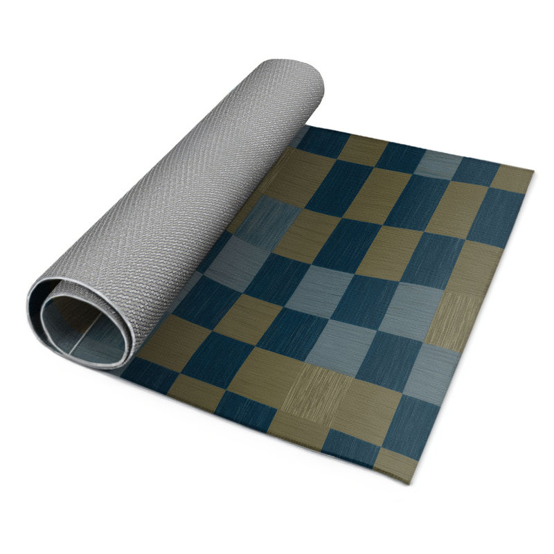 Tapis d'intérieur et d'extérieur à carreaux brun, Rectangle 5 pi x 7 pi