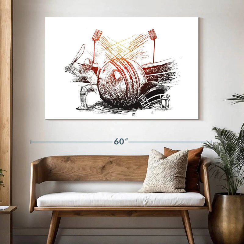Sireci Cricket Game Abstract, 34" H x 51" W