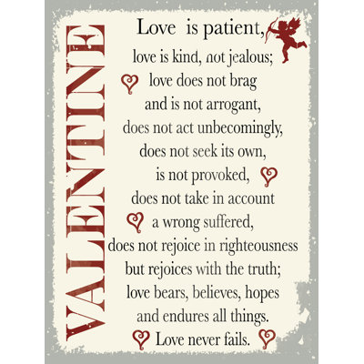 Signe en métal «Love is patient»