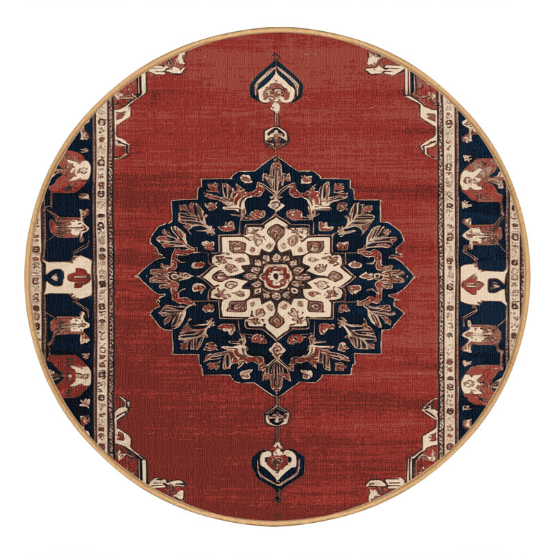 Tapis brun lavable à la machine, Rond 6 pi