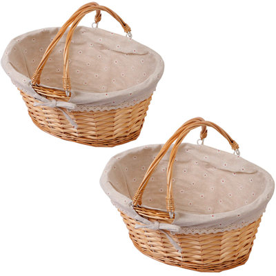 2 Packs Wicker Woven Basket, 13" X 9" X 4.8" Multipurpose Natural Willow Basket