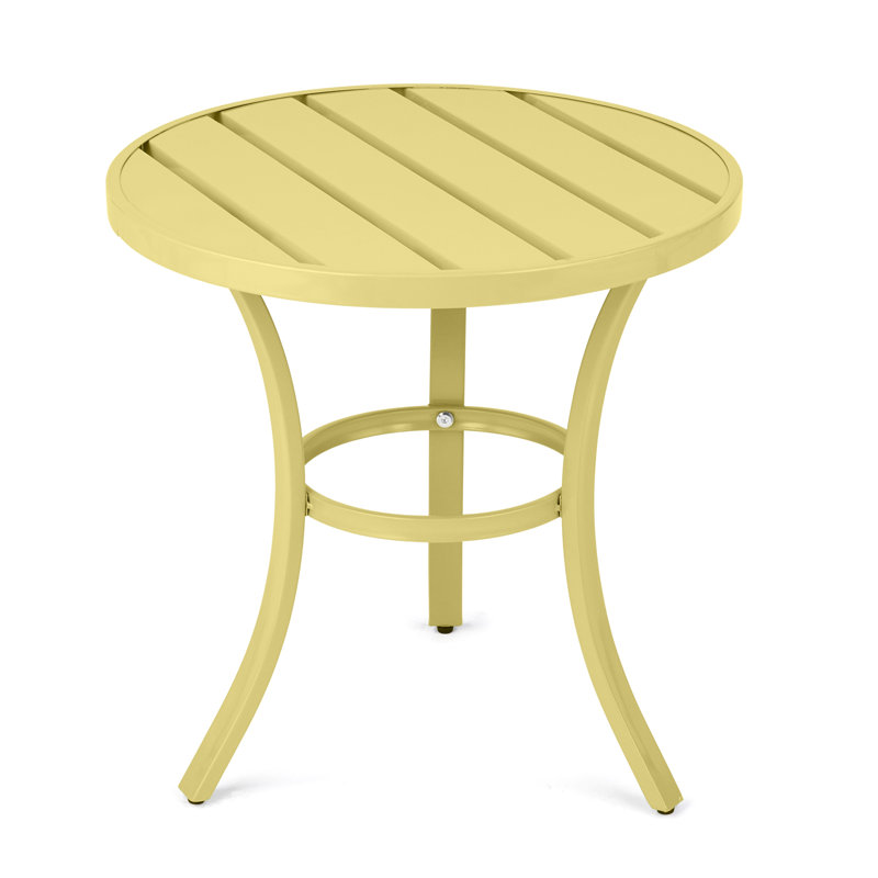 Table d'appoint ronde en métal pour l'extérieur, Jaune