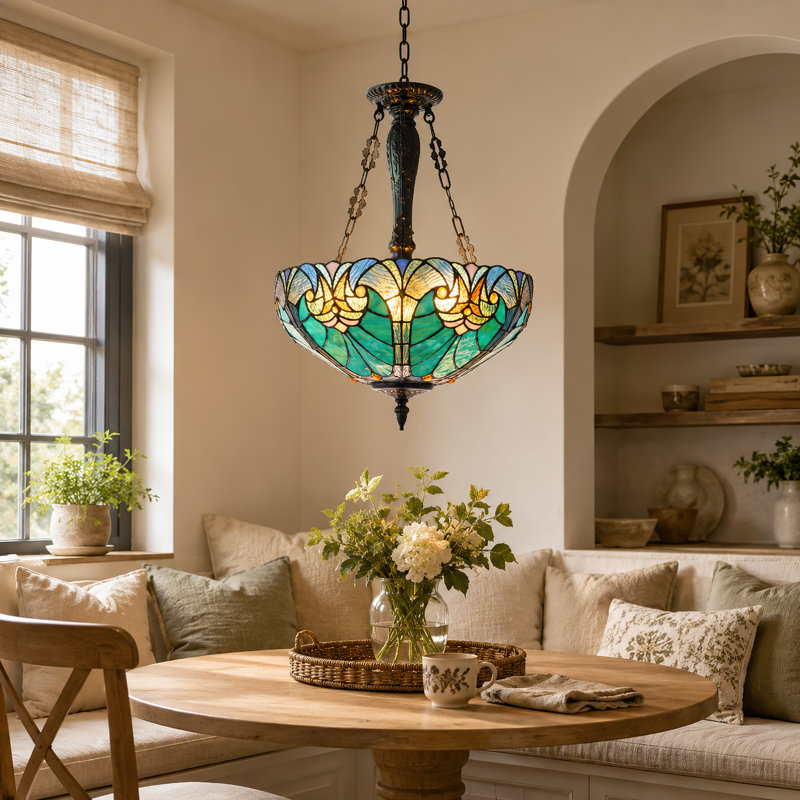 3-light Dimmable Tiffany Pendant