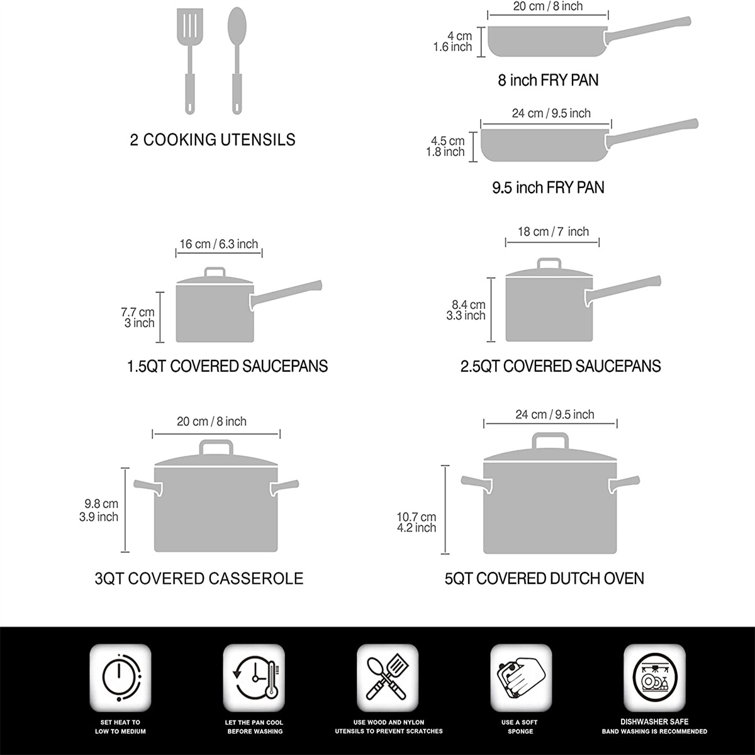 YITAHOME 12 - Piece Non-Stick Aluminum Cookware Set