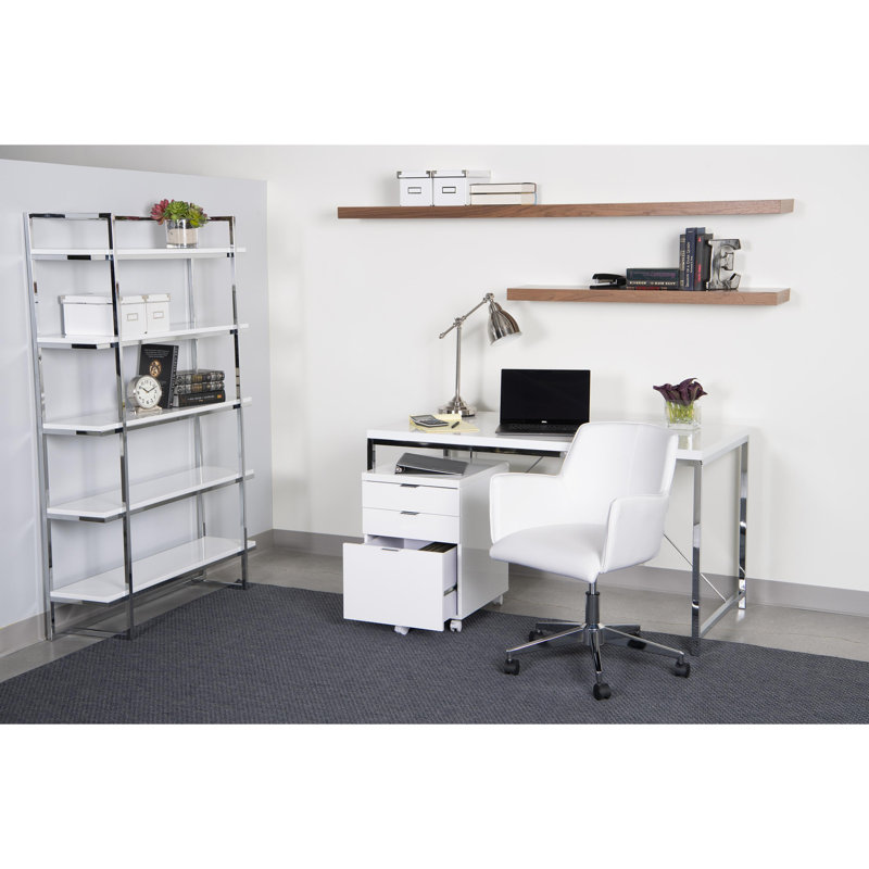 Azure Faux Leather Swivel Task Chair, White Faux Leather
