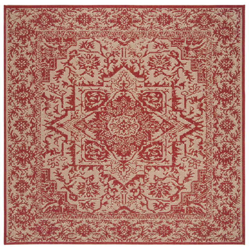 Danya Red/Cream Indoor/Outdoor Area Rug, Square 4'