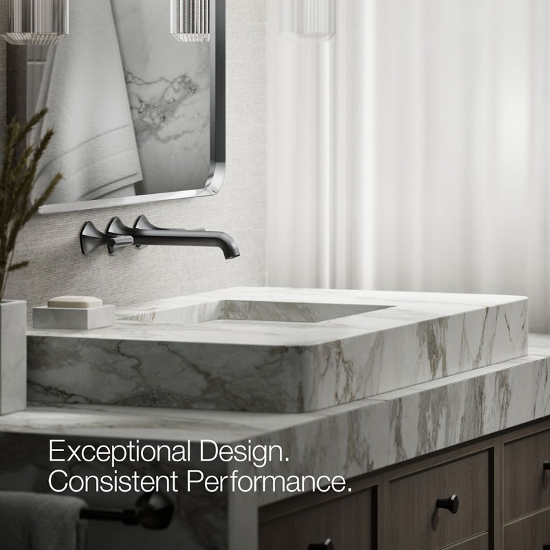 Occasion Wall-Mount Bathroom Sink Faucet Lever Handle Trim, Matte Black